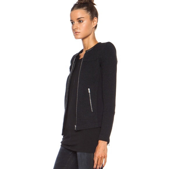 IRO Clever Dark Grey Knitted Jacket with Lambskin Trim - Picture 13 of 15